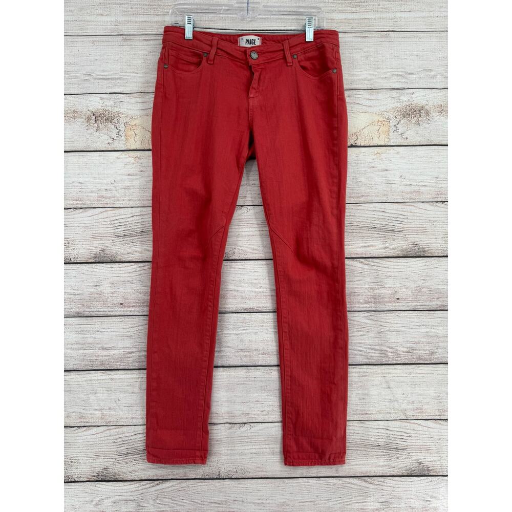 Paige Troy Boy Skinny‎ Low Rise Jeans Womens 26 Pink Red Stretch